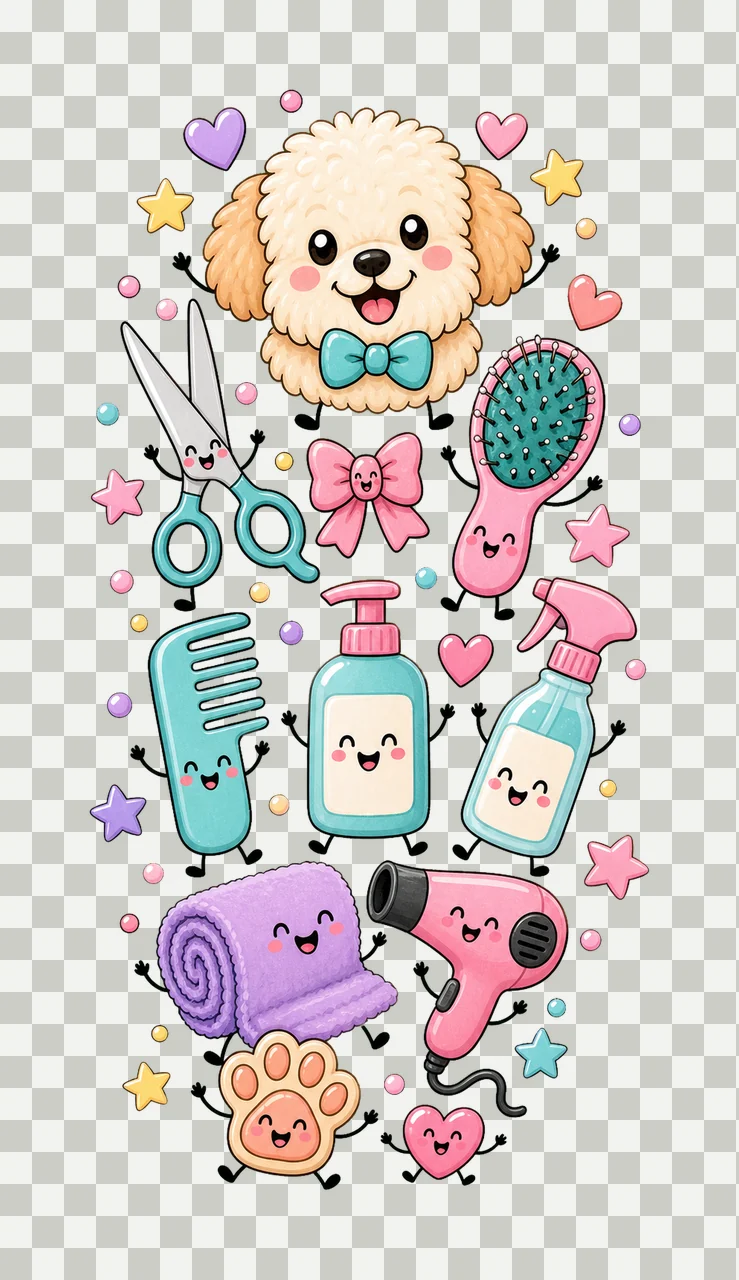 Dog Groomer Pet Groomer Design Doodle Style Dog Variation E transparency and detail preview thumbnail