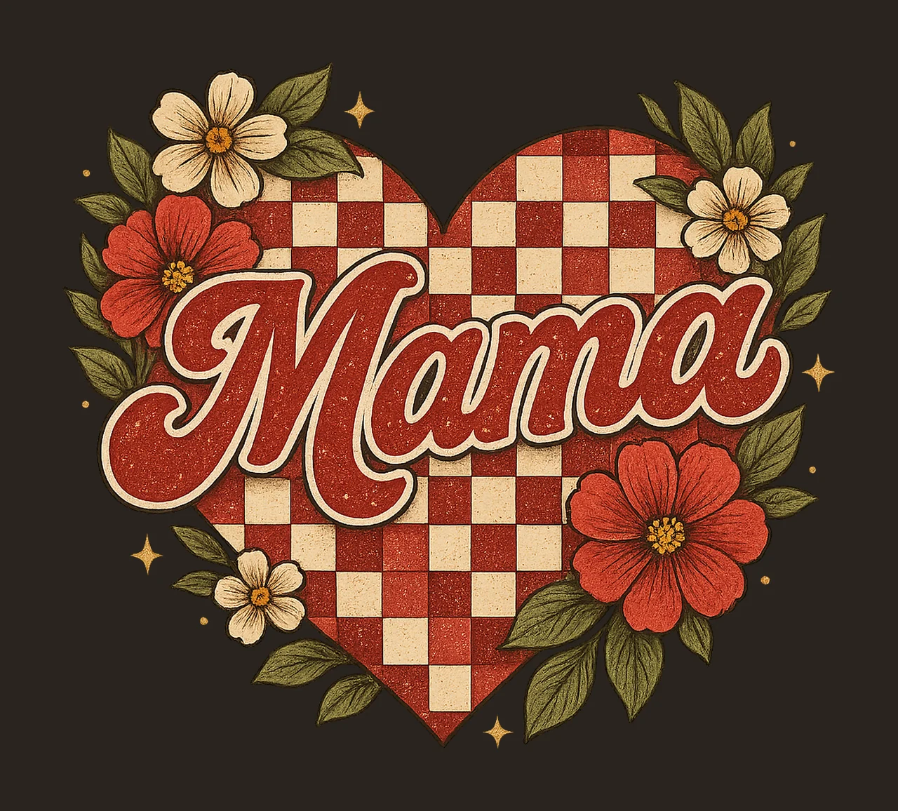 Mama Checkered Heart Valentines Day Sublimation Retro contrast preview thumbnail
