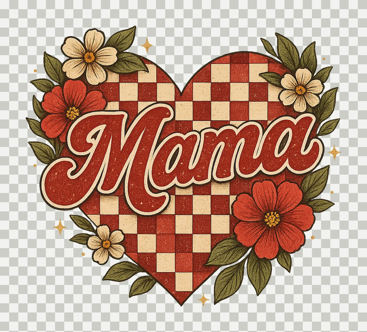 Mama Checkered Heart Valentines Day Sublimation Retro transparency and detail preview thumbnail