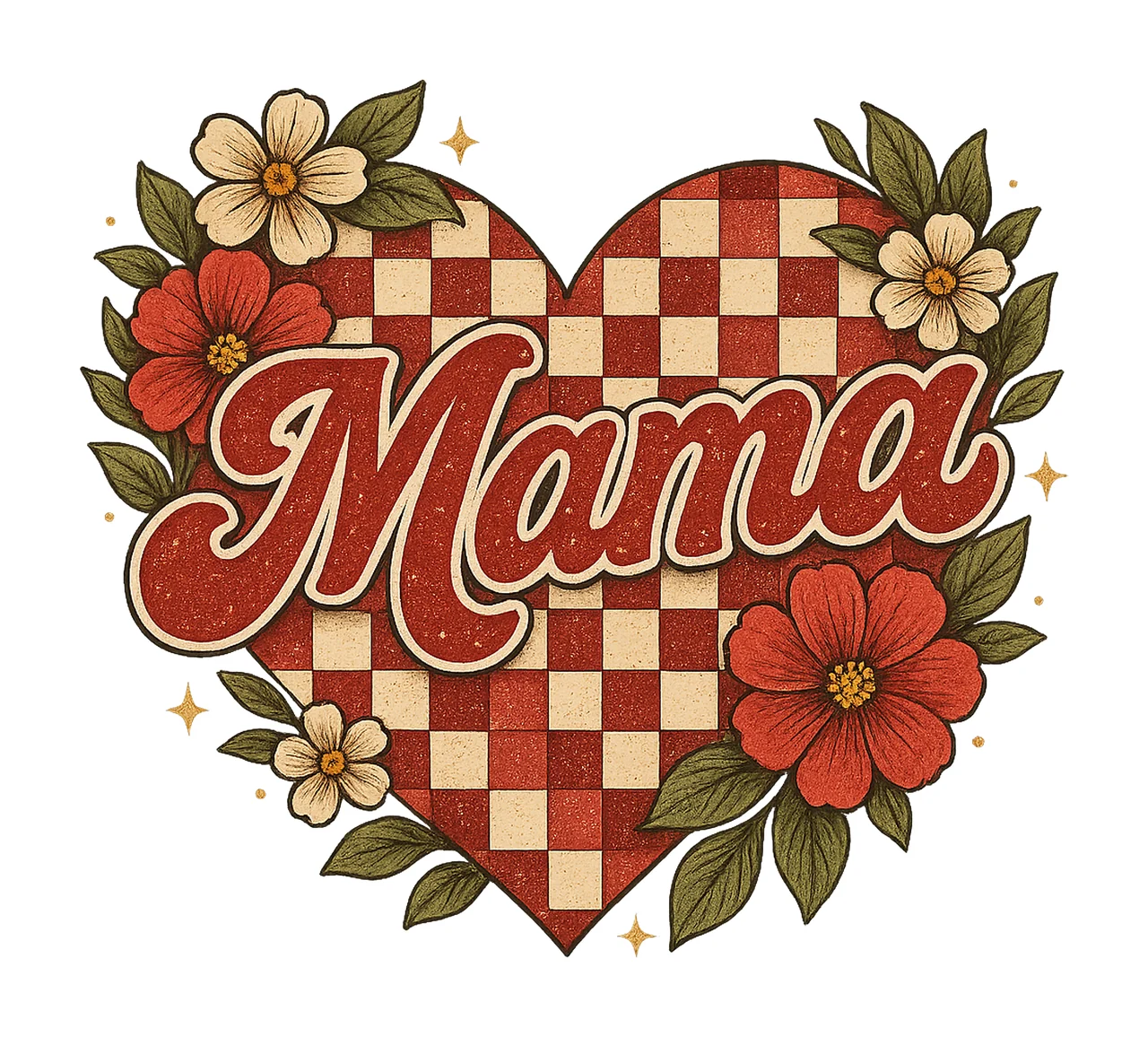 Mama Checkered Heart Valentines Day Sublimation Retro