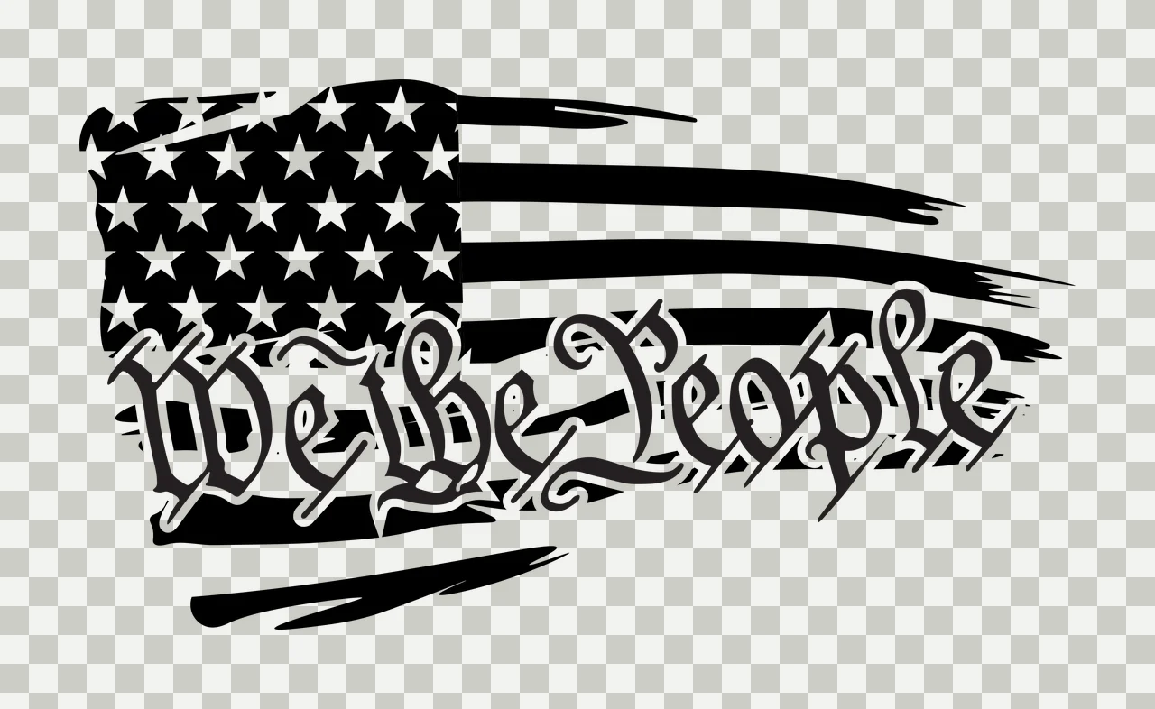 We The People Distressed Flag Silhouette floating stars stripes transparency and detail preview thumbnail