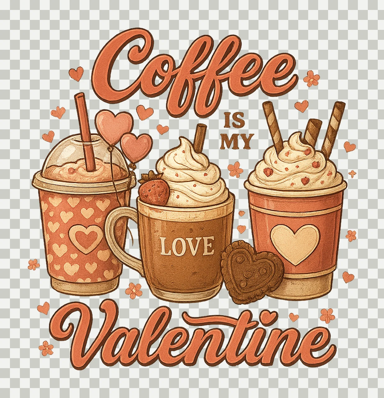 Coffee Is My Valentine Day Sublimation Design Coffee Lover transparency and detail preview thumbnail