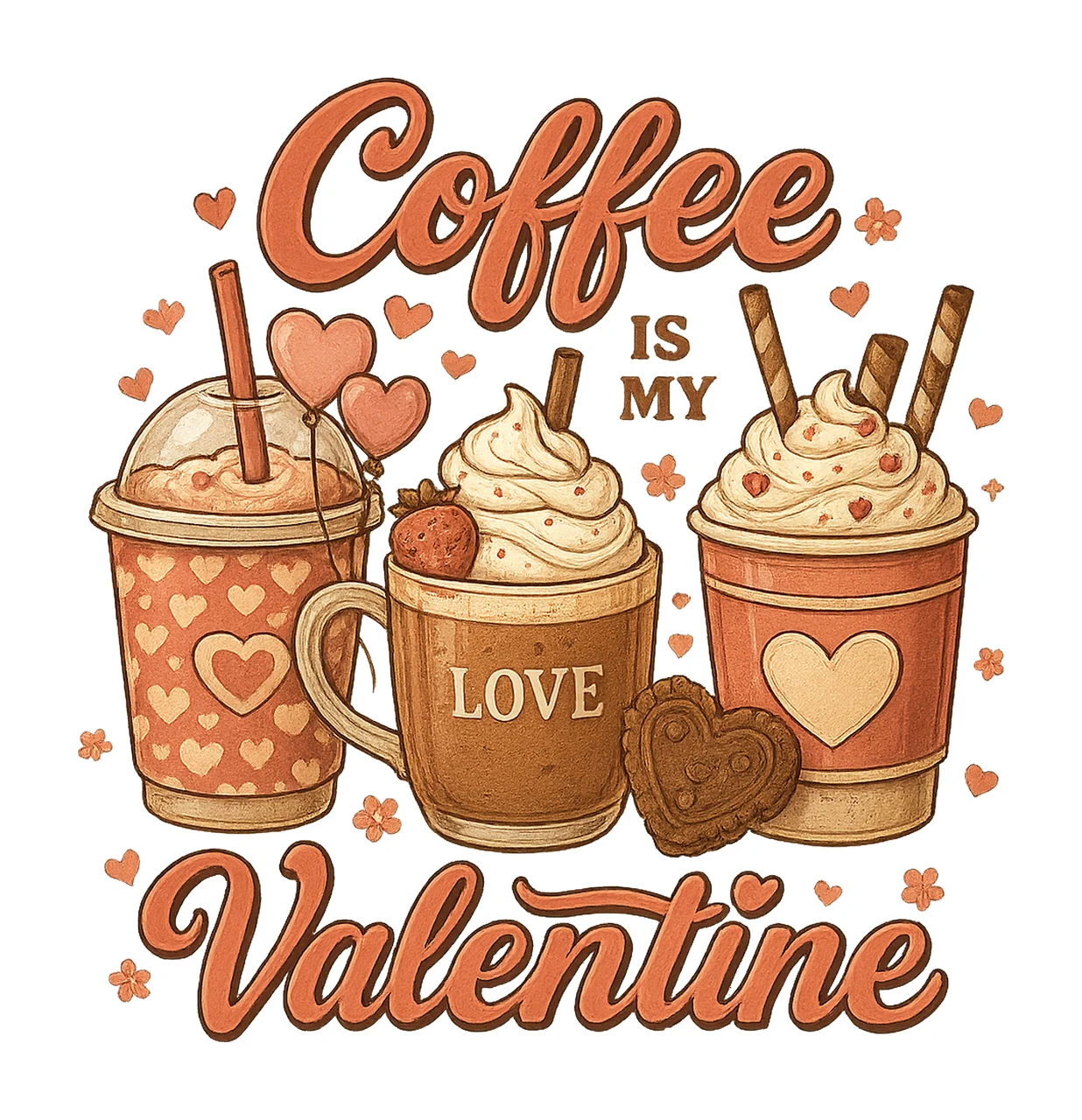 Coffee Is My Valentine Day Sublimation Design Coffee Lover