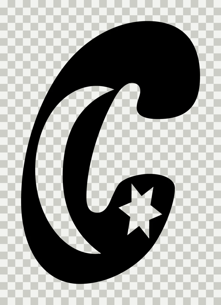 Space C Letter With Moon And Star transparency and detail preview thumbnail