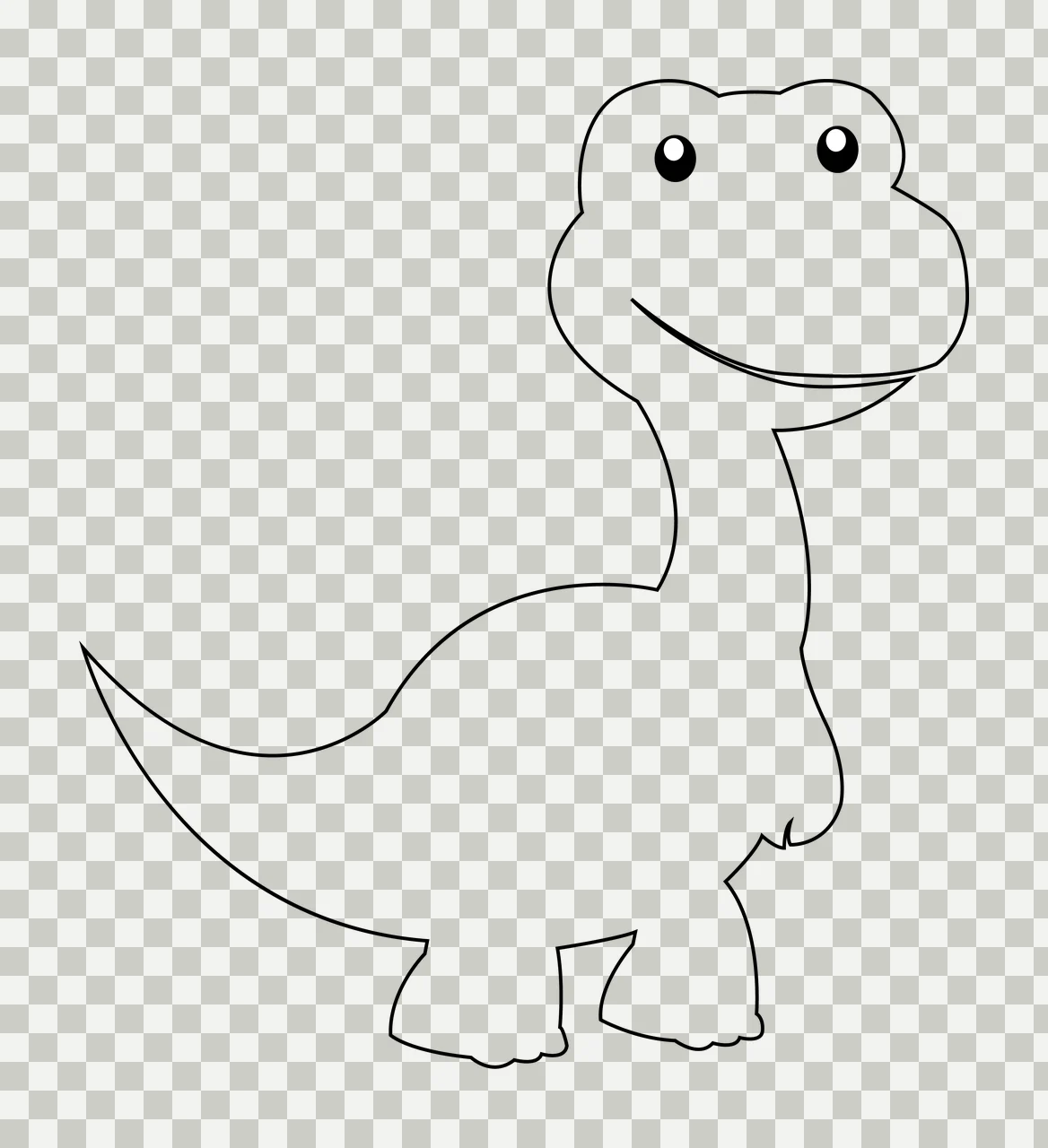 Dinosaur Line Art Standing Side head tail feet black white transparency and detail preview thumbnail
