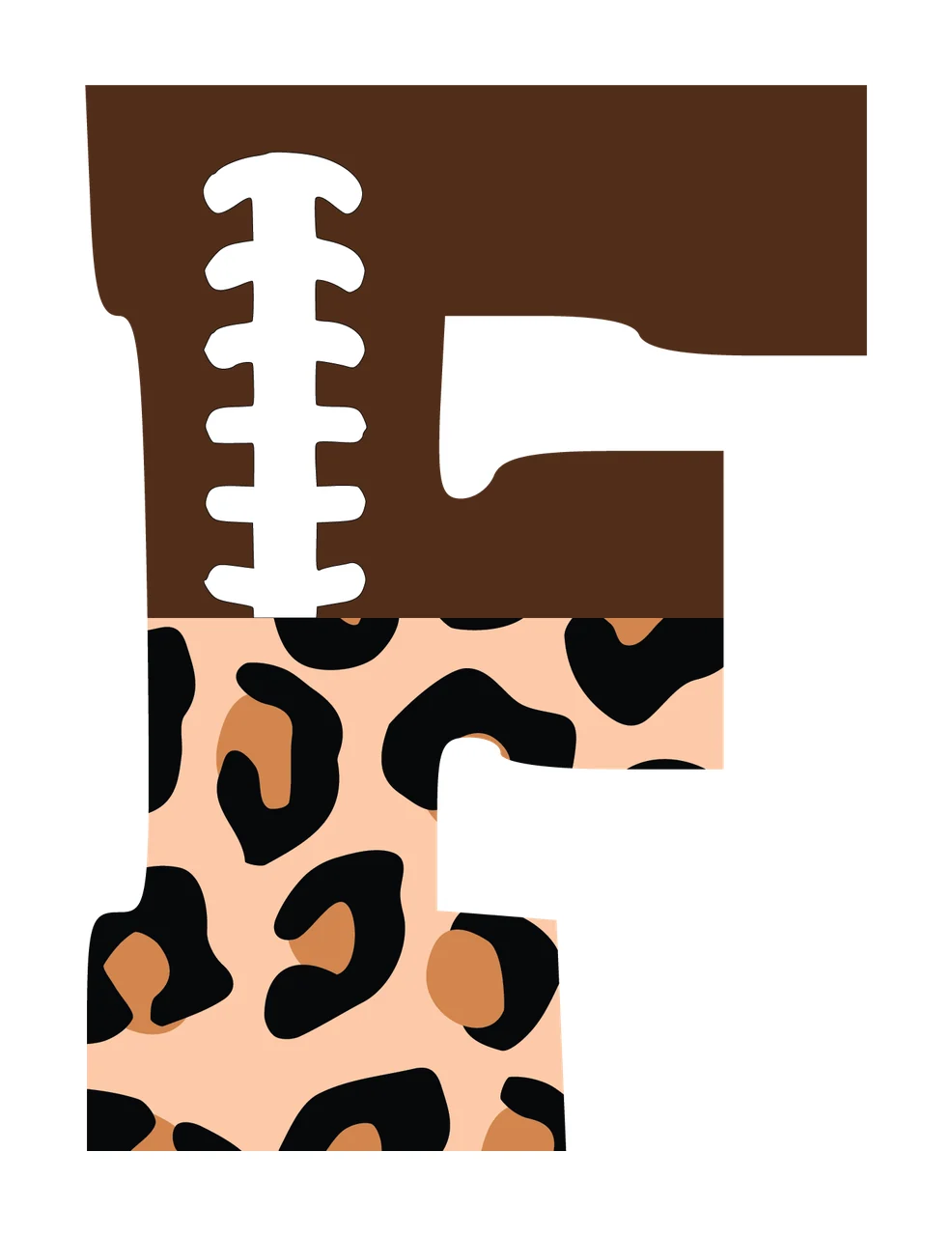 F Letter Pattern Split With Lacing And Leopard