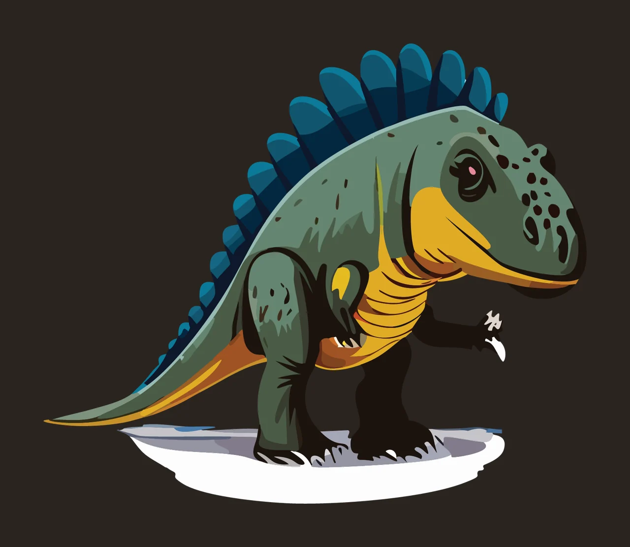 Dinosaur Silhouette With Spiked Back standing spikes tail claws contrast preview thumbnail