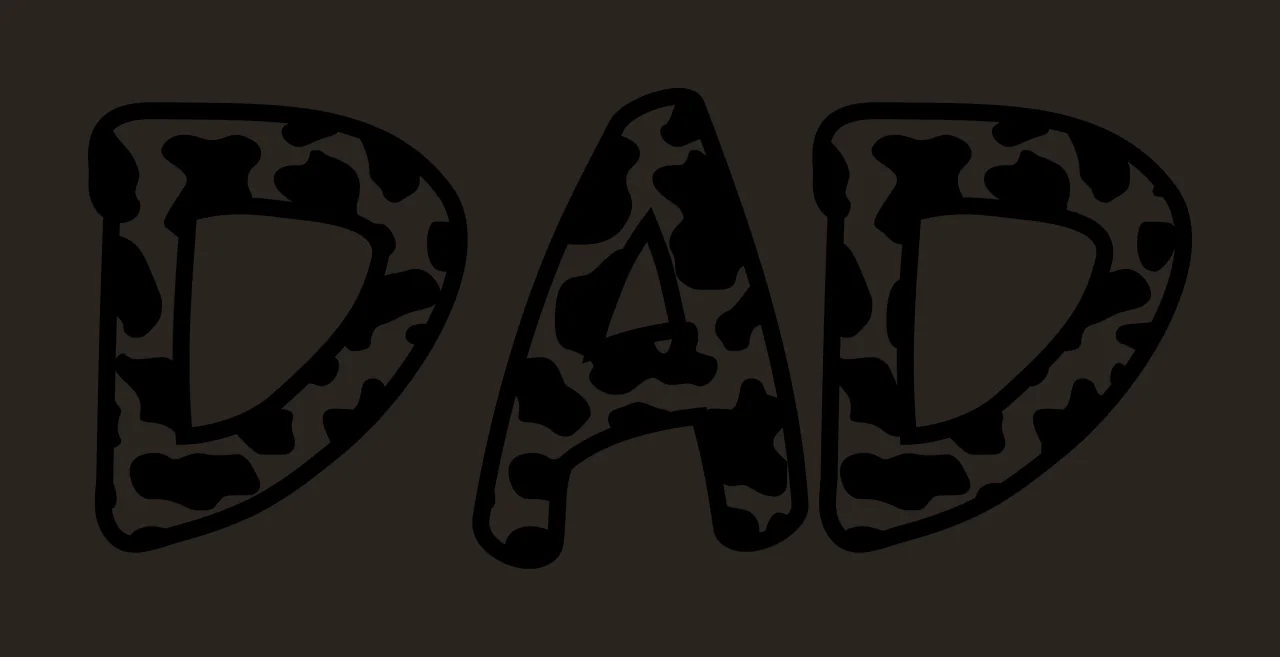 Cow Dad Text With Print Pattern lettering black white plain contrast preview thumbnail