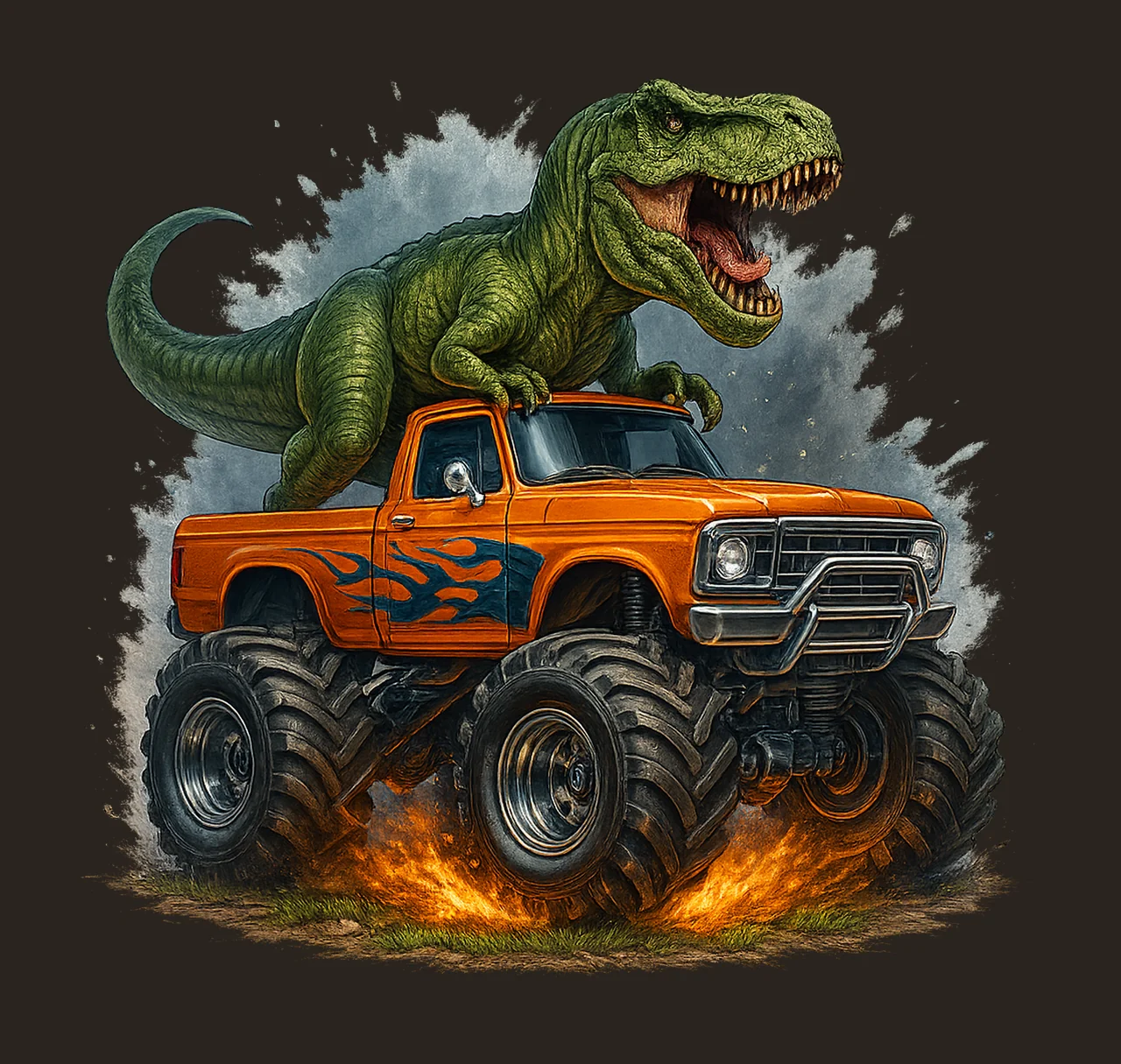 Dinosaur Monster Truck Rex Artwork Sublimation Design Kids contrast preview thumbnail