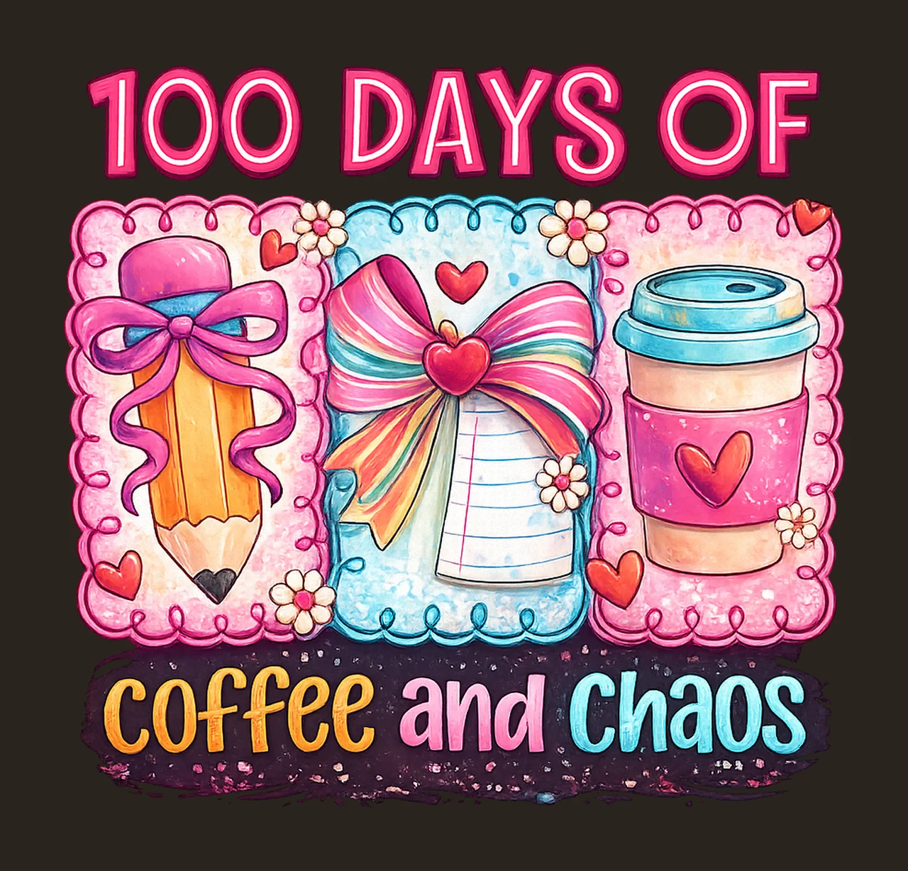 100 Days of Coffee Chaos Retro School Design 100 Days contrast preview thumbnail