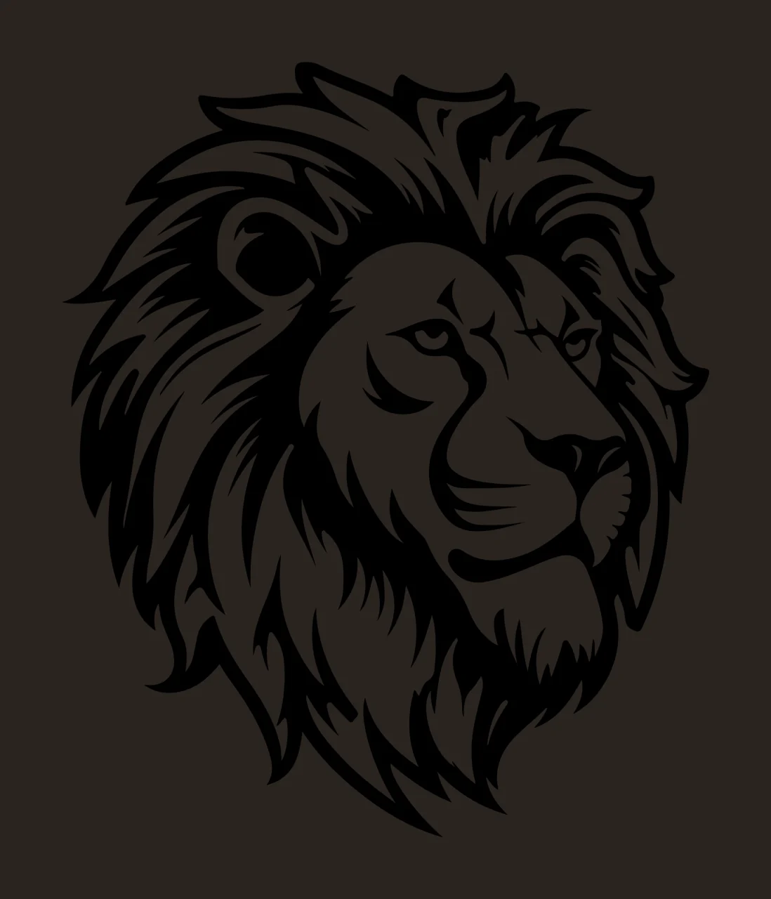 Lion Head Face Black Profile Art mane ears eyes stylized illustration contrast preview thumbnail