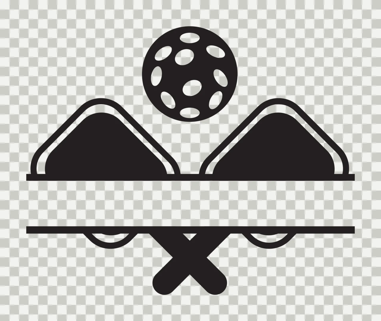 Pickleball Black Paddle Ball Icon equipment paddles rectangle transparency and detail preview thumbnail
