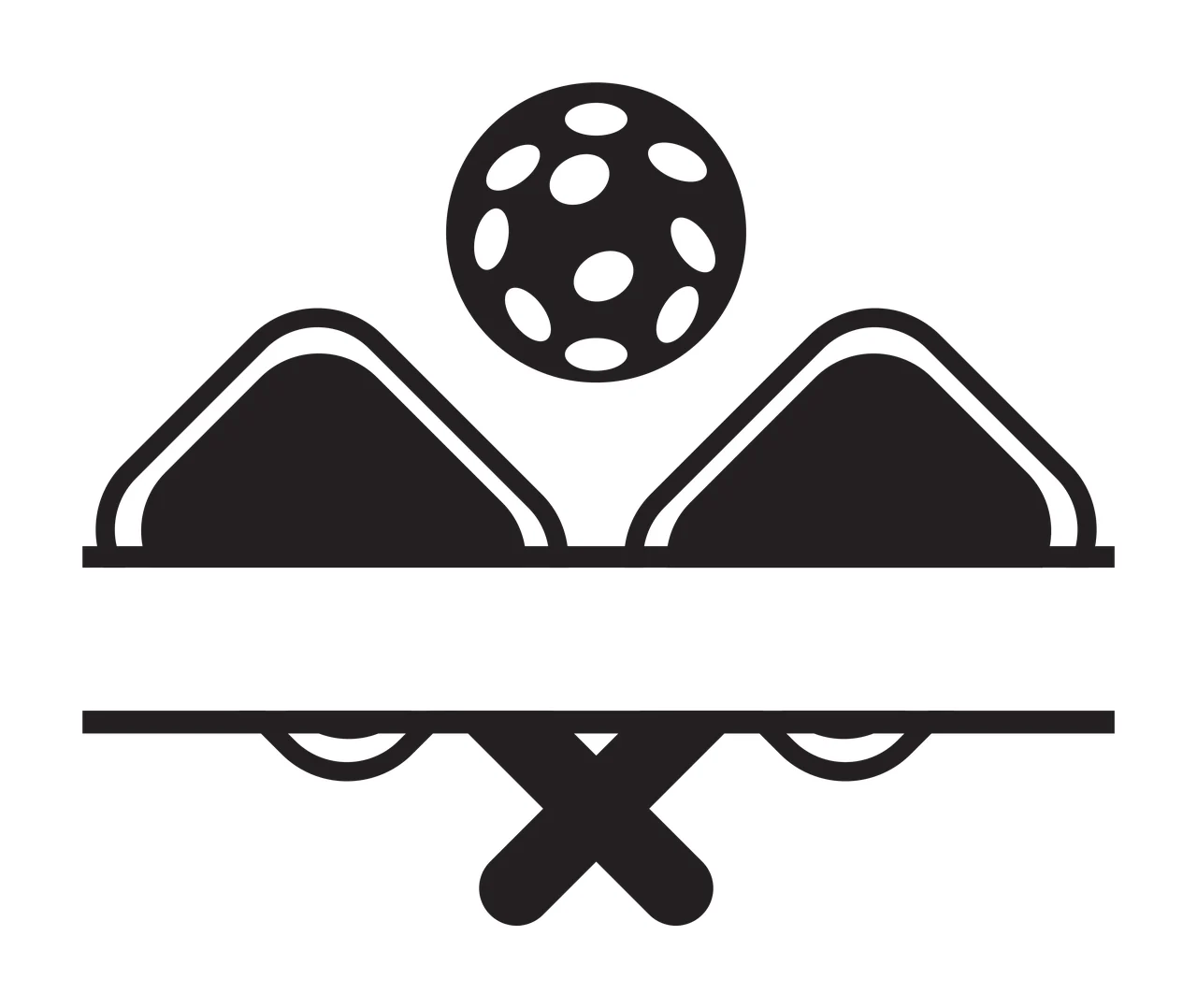Pickleball Black Paddle Ball Icon equipment paddles rectangle