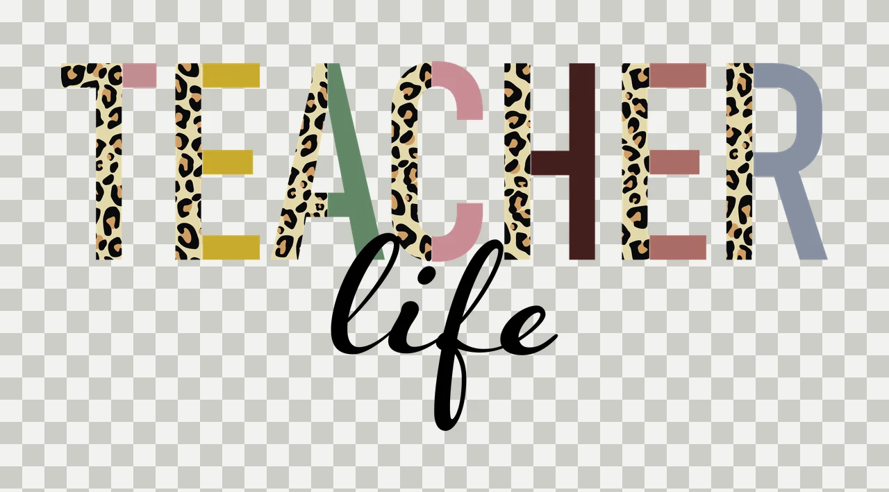 Teacher Life Typography Black Text minimalist graphic white transparency and detail preview thumbnail