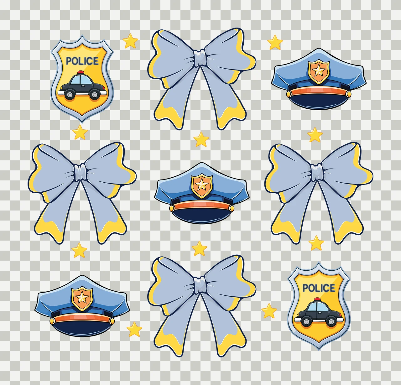Shield Silhouette And Bow Star Icons shields arranged bows transparency and detail preview thumbnail