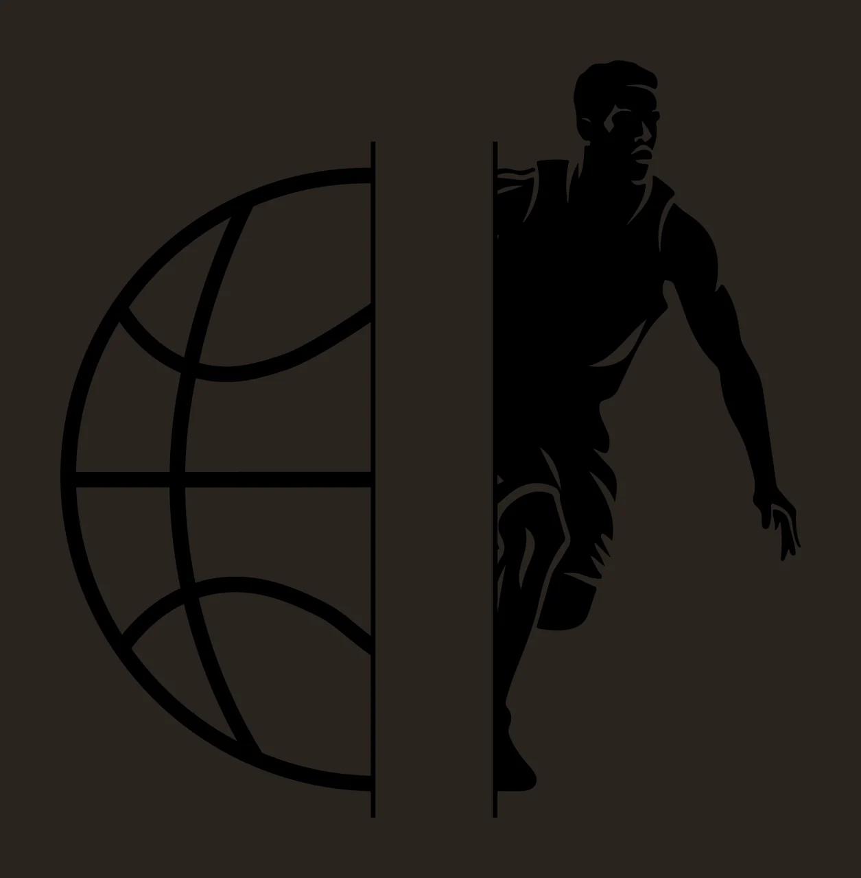 Ball Dribbling Basketball Player Beside A Vertically Split human contrast preview thumbnail