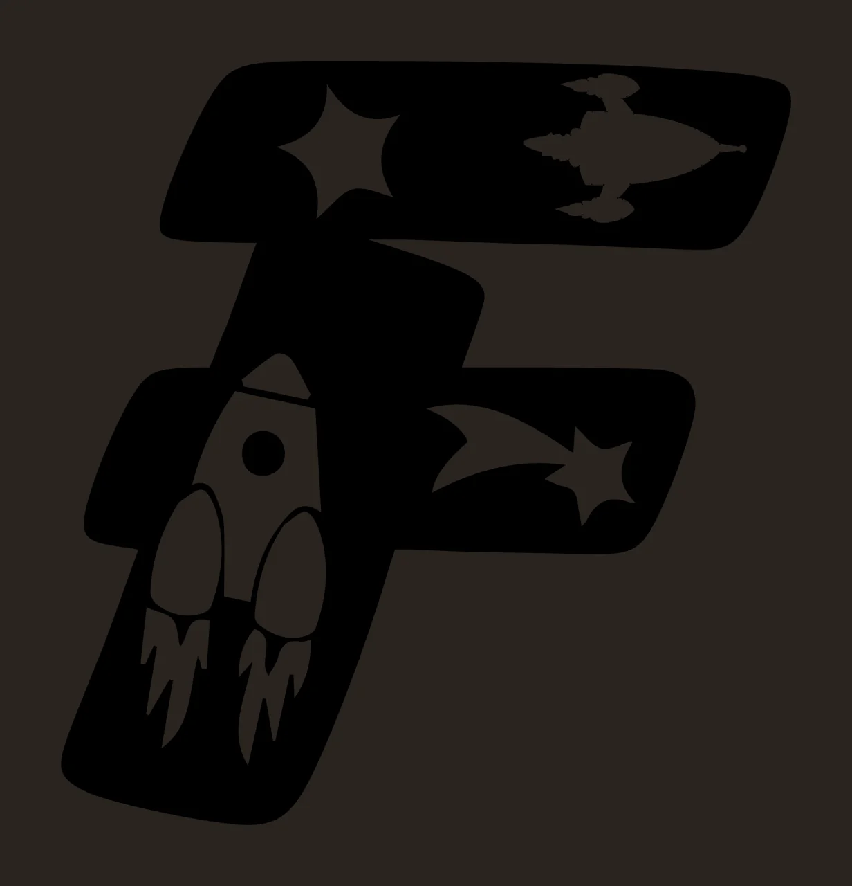 Space F Letter Decorated With Objects Star contrast preview thumbnail