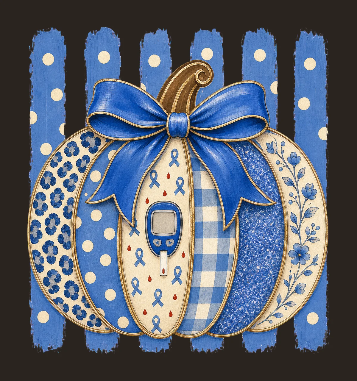 Diabetes Awareness Pumpkin Blue Coquette Variation B contrast preview thumbnail