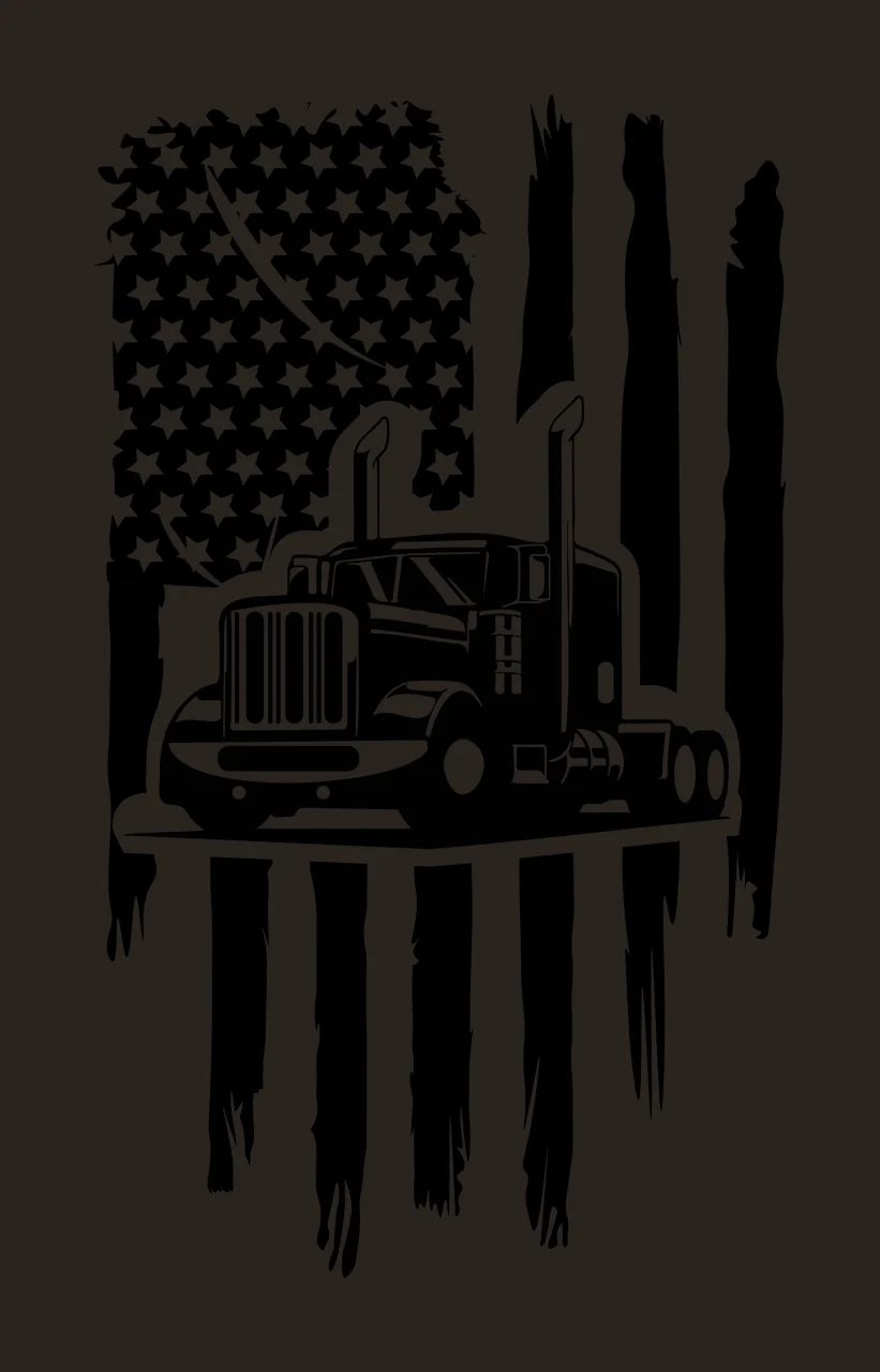 Semi Truck Flag Distressed parked stars stripes graphic black contrast preview thumbnail