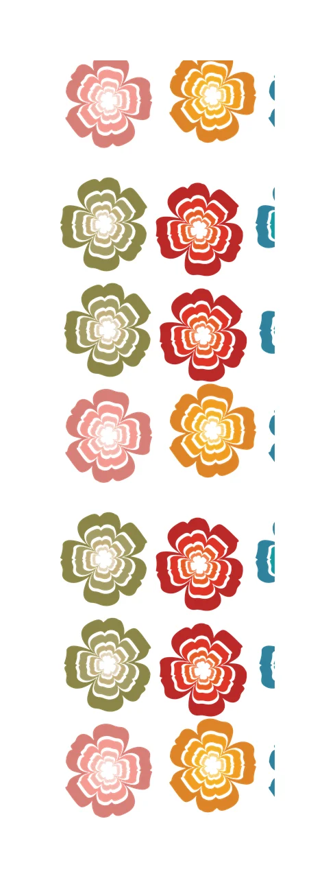 Vertical Columns Of Layered Flower Silhouettes aligning ornamental