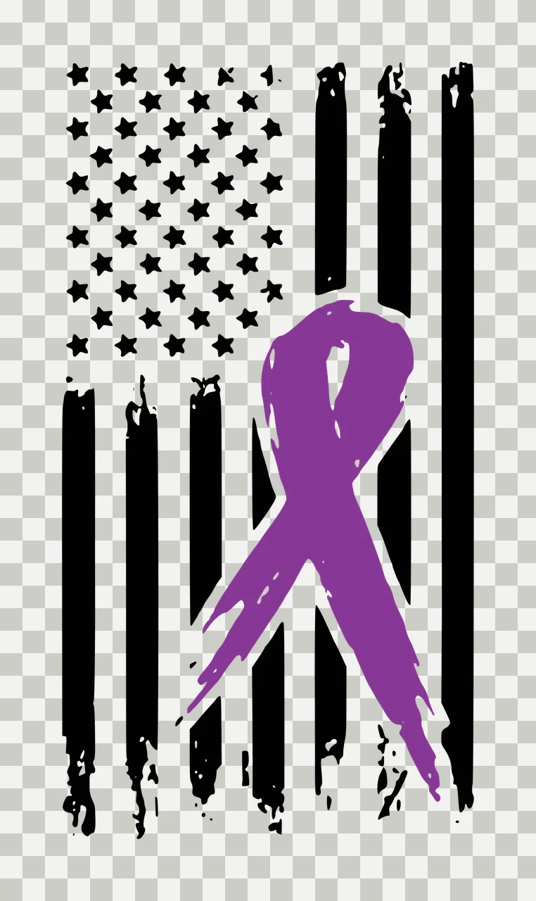 Awareness Distressed American Flag Ribbon Graphic overlaid Variation transparency and detail preview thumbnail