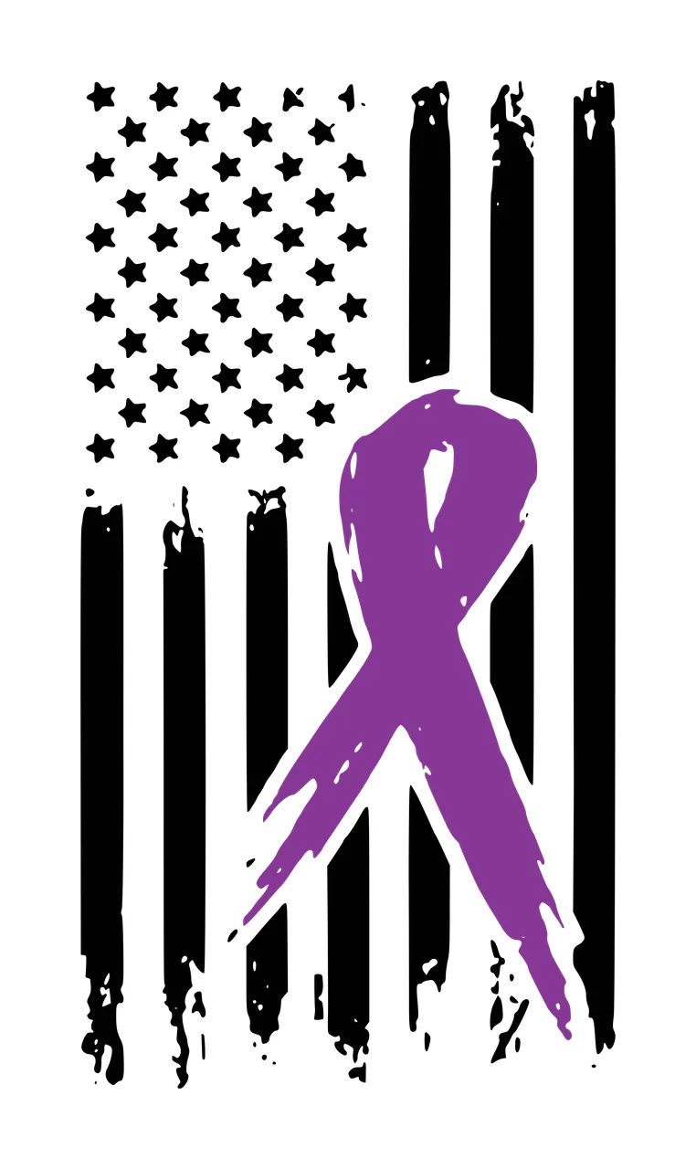Awareness Distressed American Flag Ribbon Graphic overlaid Variation