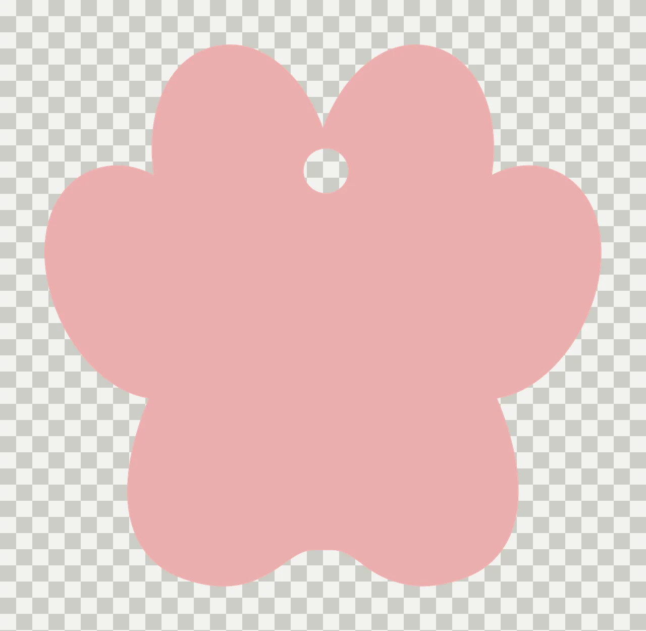 Pink flower-shaped tag with central white hole transparency and detail preview thumbnail