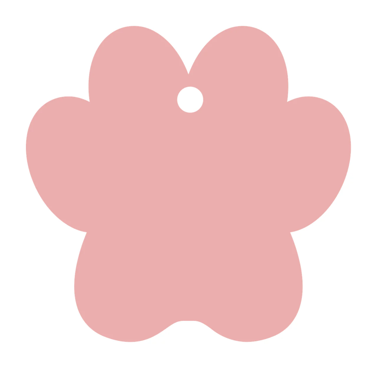 Pink flower-shaped tag with central white hole