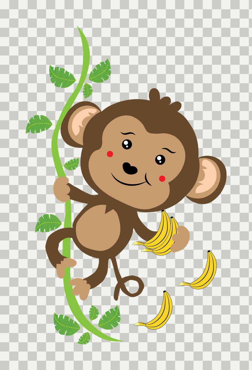 Animal Monkey Silhouette Hanging From Vine leaves black jungle transparency and detail preview thumbnail