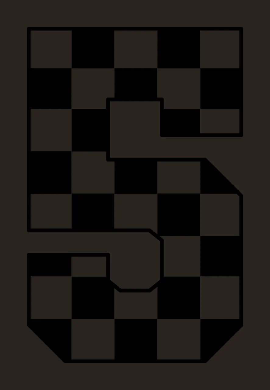 5 Number Five In A Black And White squares checkered grid pattern contrast preview thumbnail