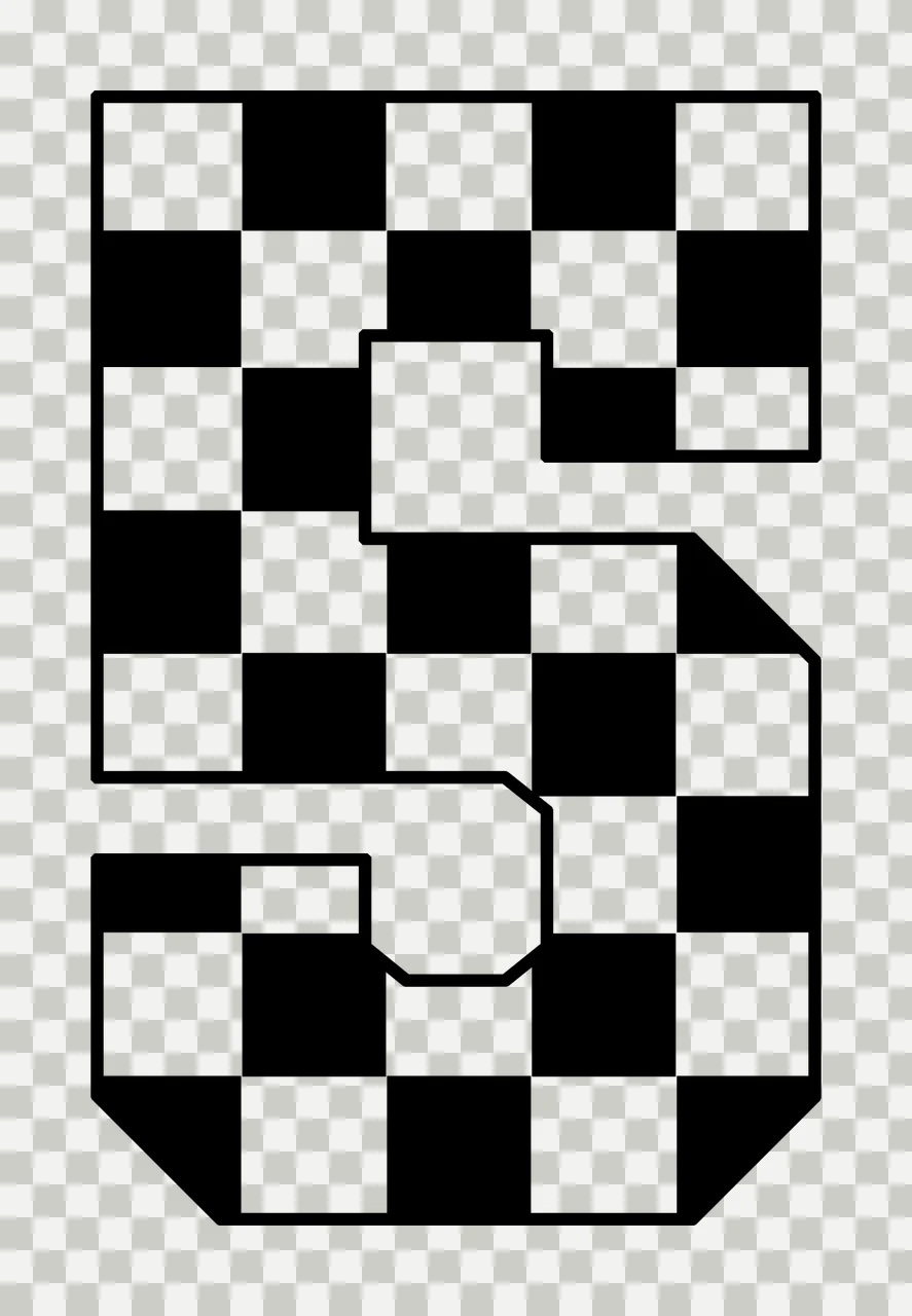 5 Number Five In A Black And White squares checkered grid pattern transparency and detail preview thumbnail