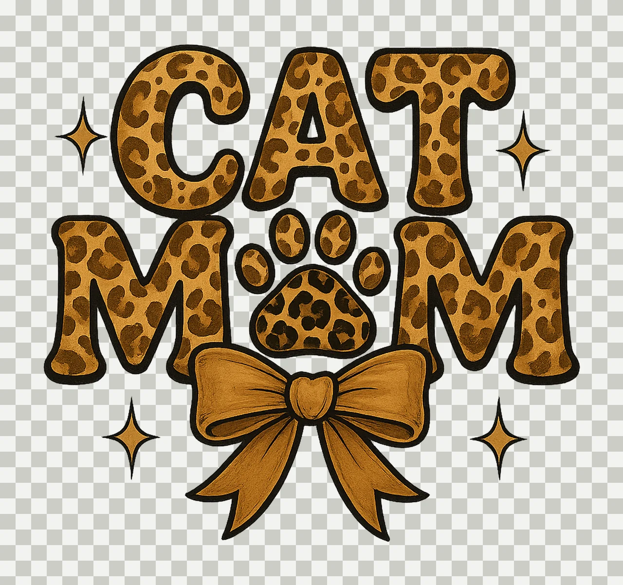 Cat Mom Sublimation Design Leopard Print Paw Cute Animal transparency and detail preview thumbnail