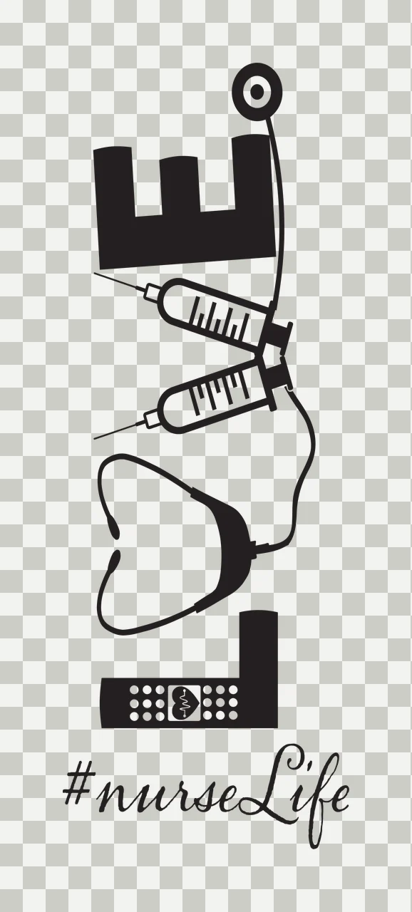 Medical Love Nurselife Typography With Items letters stethoscope transparency and detail preview thumbnail