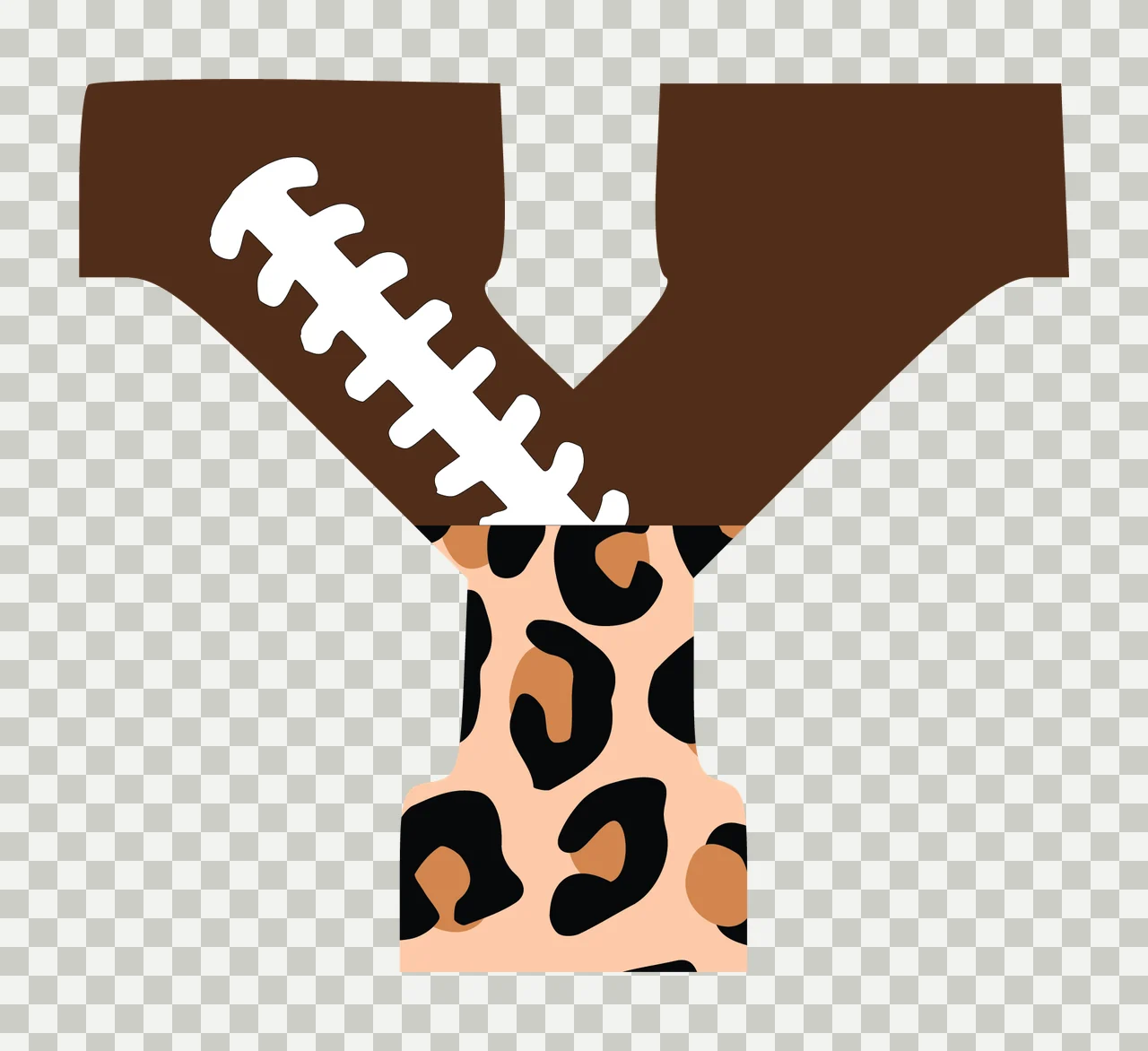 Football Font Half Leopard Character 16 american gridiron touchdown transparency and detail preview thumbnail
