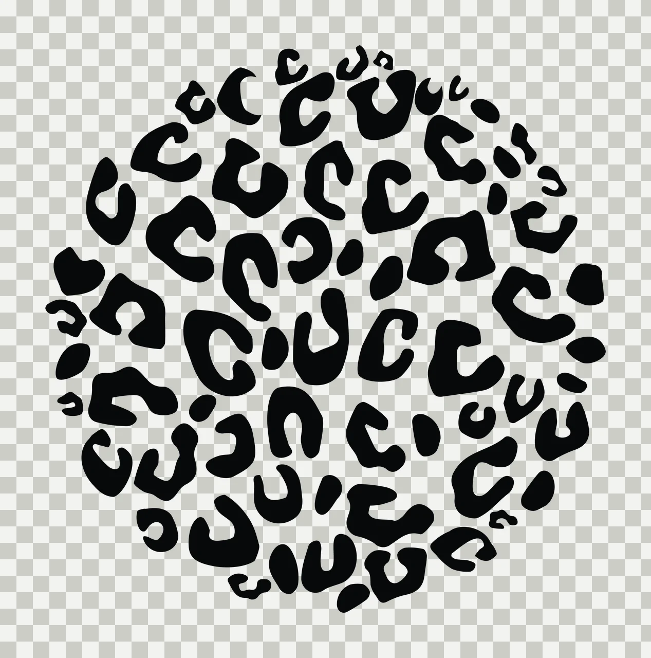 Abstract circular arrangement of black organic shapes Illustration with white background transparency and detail preview thumbnail