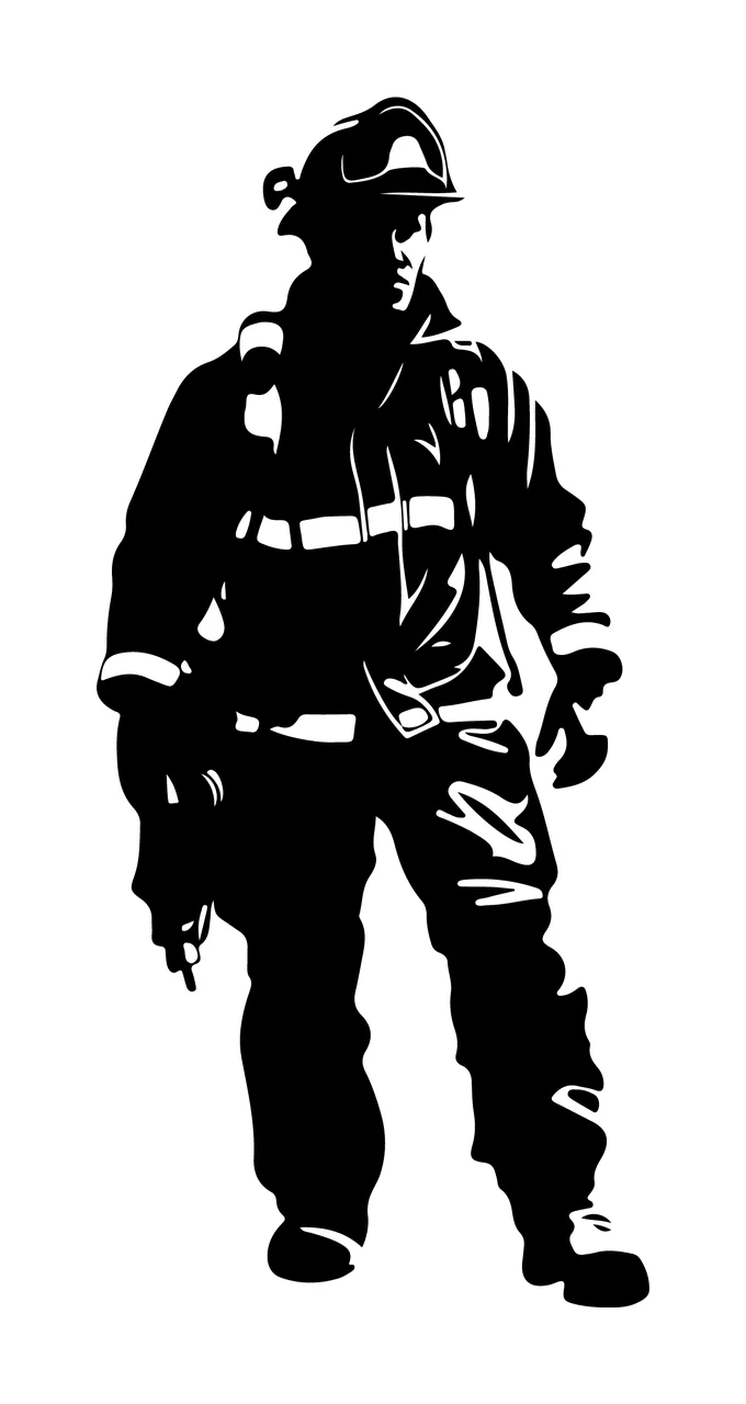 Standing Person In Firefighter Gear helmet protective boots