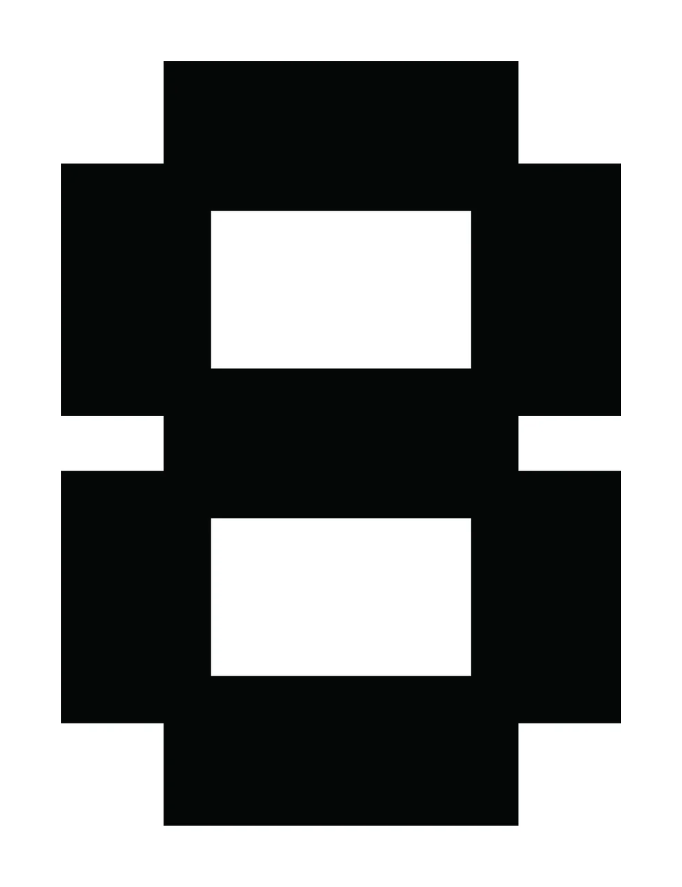 Number 8 Pixel Art Style Black Numeral Eight white typography
