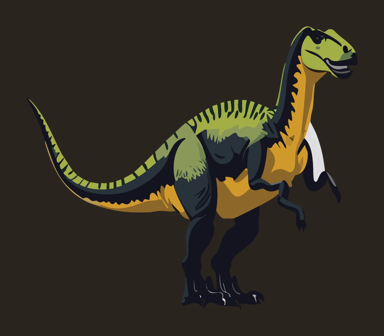Dinosaur Sturdy Standing In Side View tail claws outline black contrast preview thumbnail
