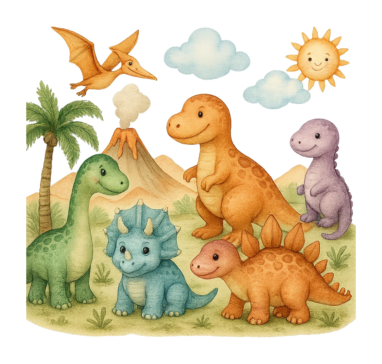 Pastel Dinosaur Artwork Cute Baby Dino Nursery Art Baby