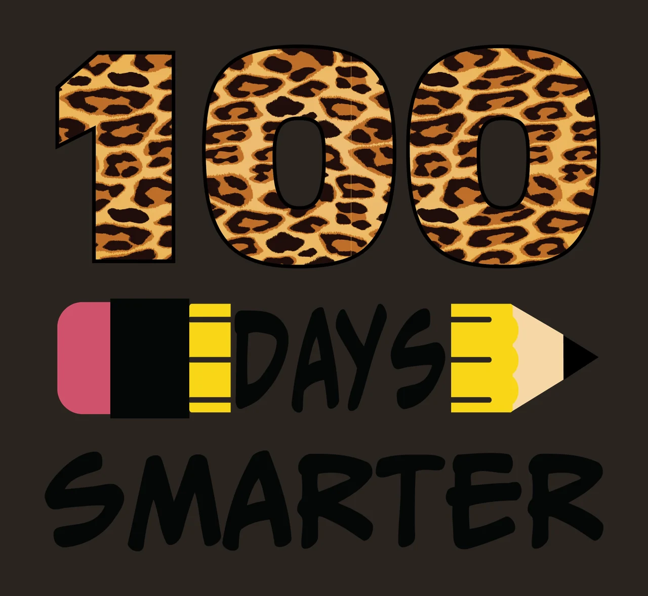100 Days Smarter Pencil Icon Text number black white education contrast preview thumbnail