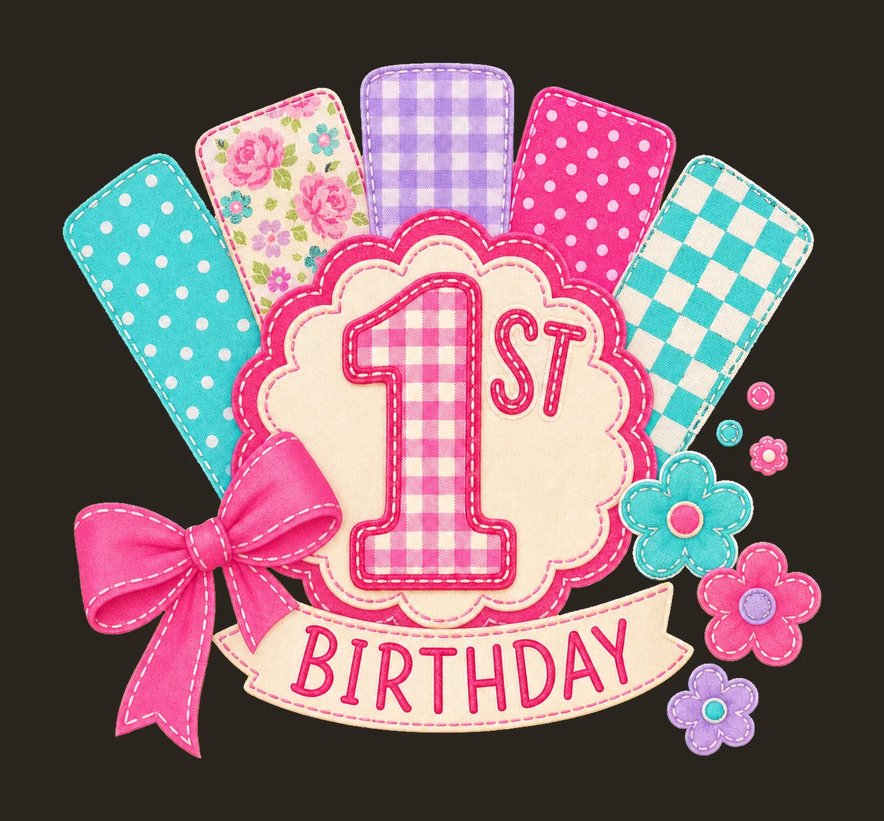 Preppy Patchwork Birthday age 01 contrast preview thumbnail