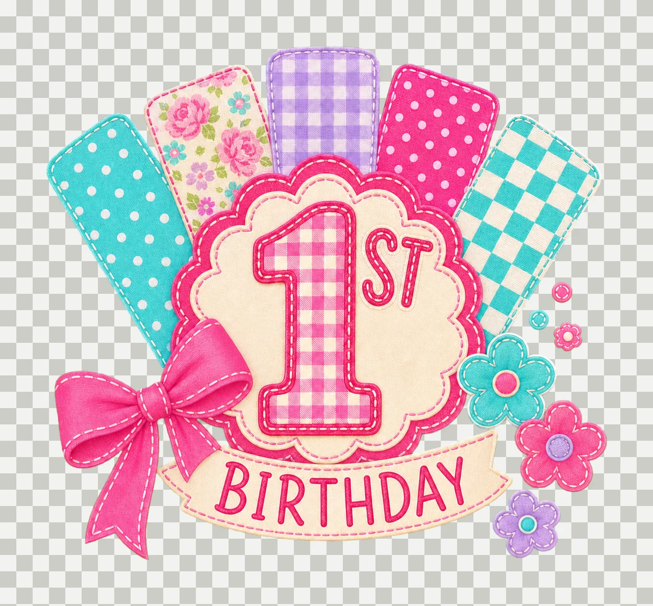 Preppy Patchwork Birthday age 01 transparency and detail preview thumbnail