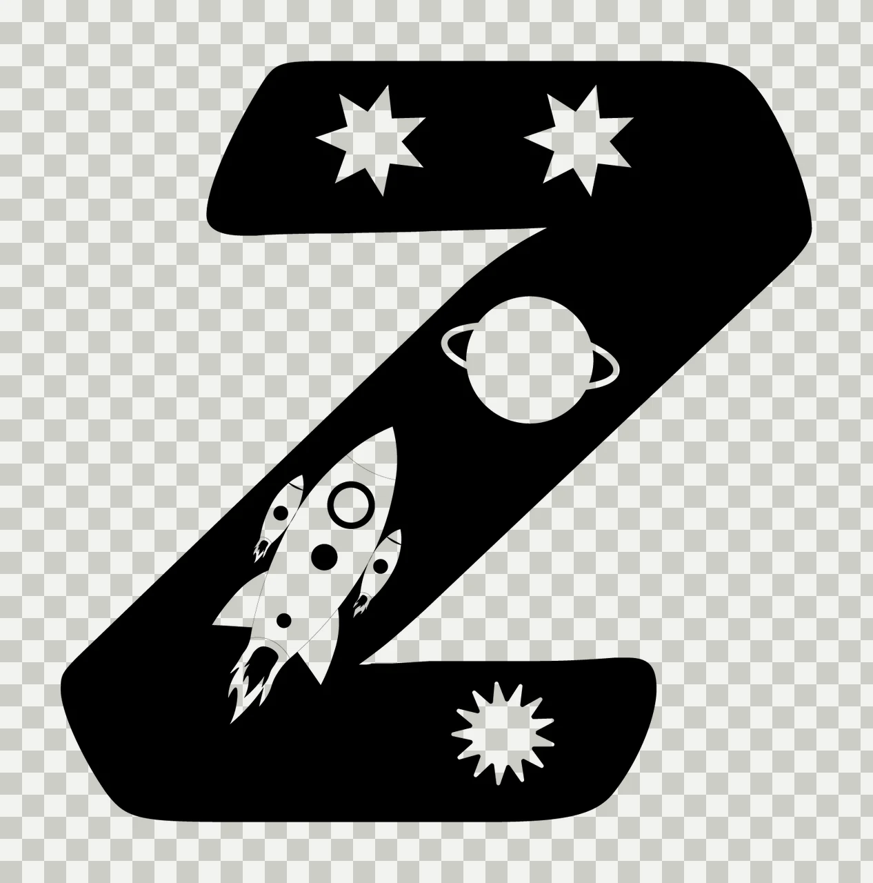 Space Letter Z Enclosing With Stars And Planet transparency and detail preview thumbnail