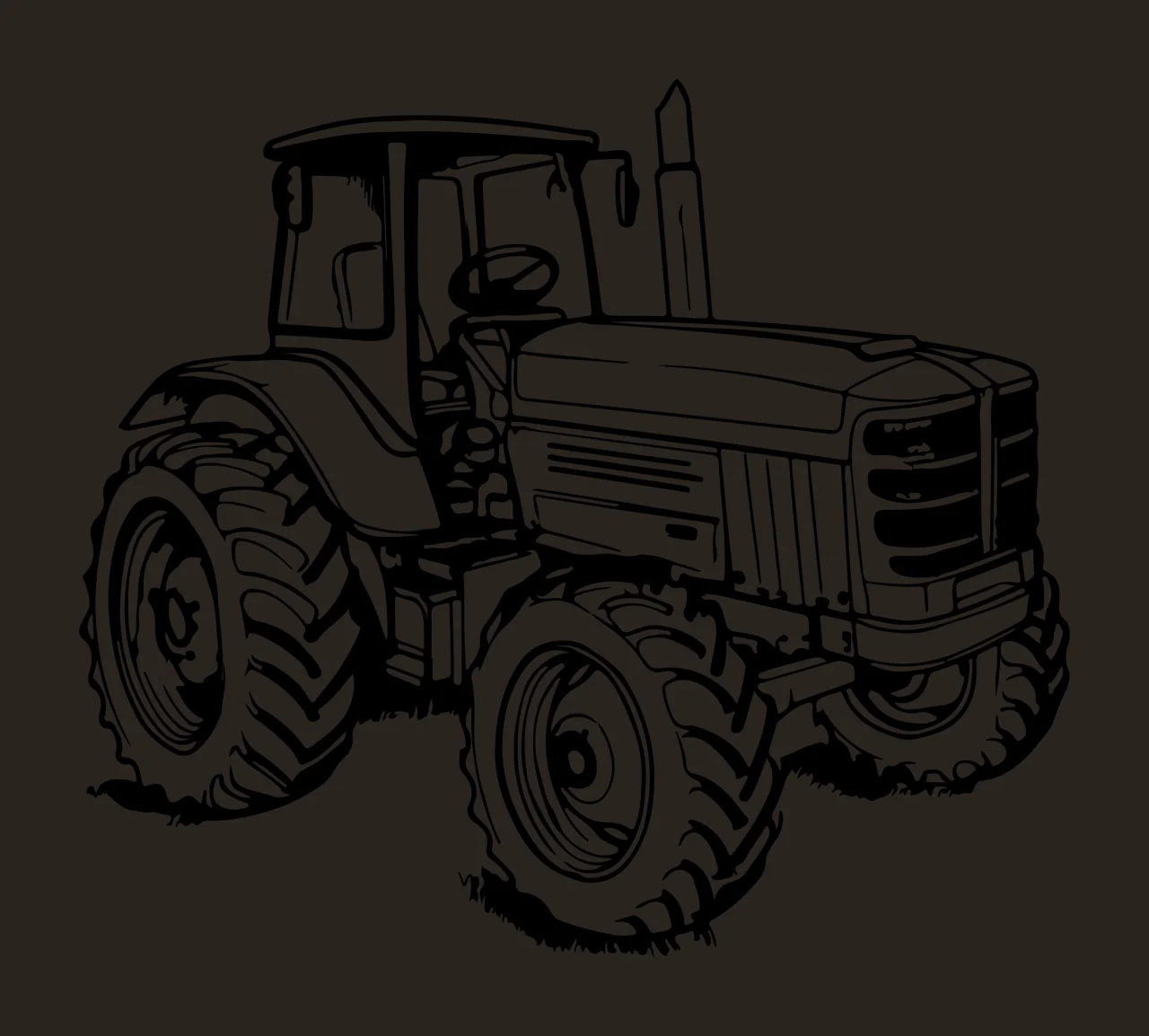 Heavy Duty Tractor Front Perspective stationary tires steering wheel contrast preview thumbnail