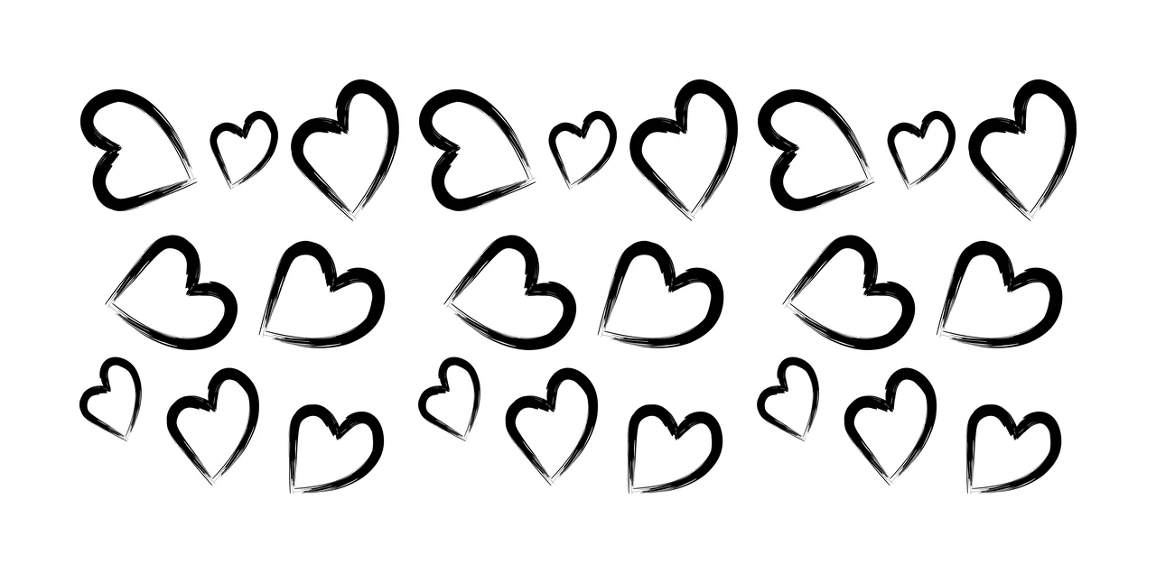 Can Glass Wrap Heart Shapes In A Grid scattered brushed strokes