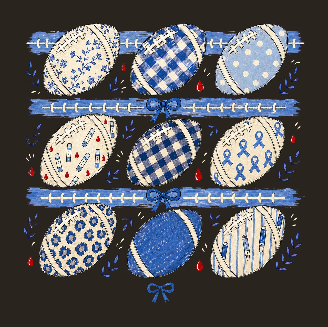 Nine Football Diabetes Awareness Patterns Variation A contrast preview thumbnail