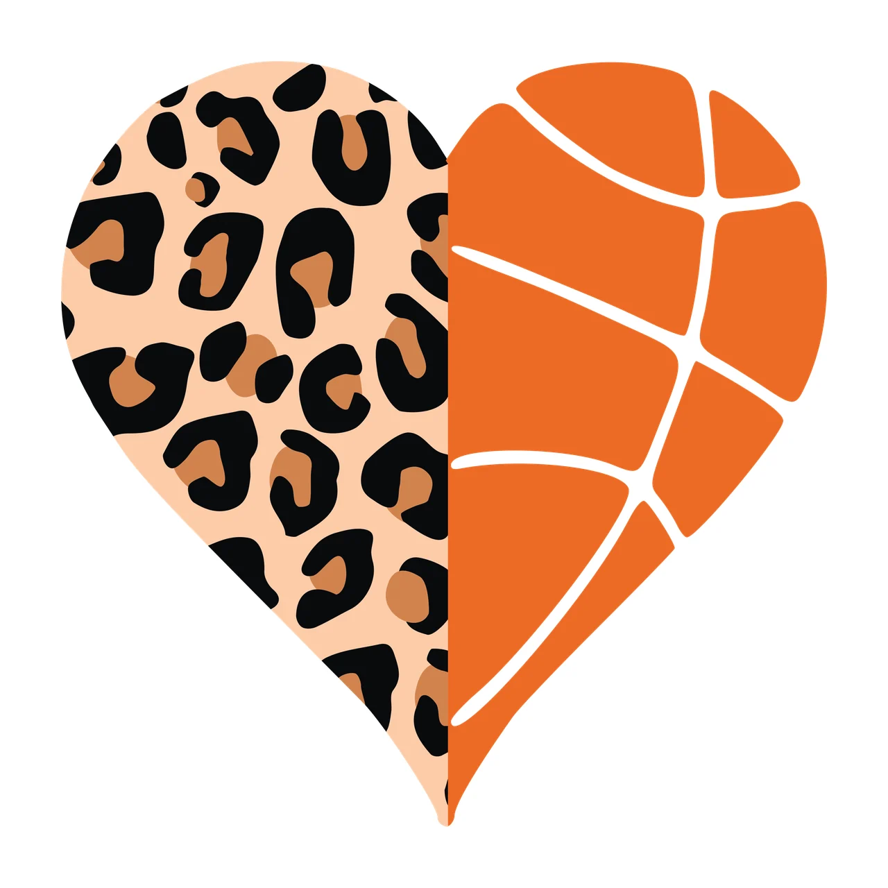 Heart Leopard Sports Shape Divided Into Print basketball black