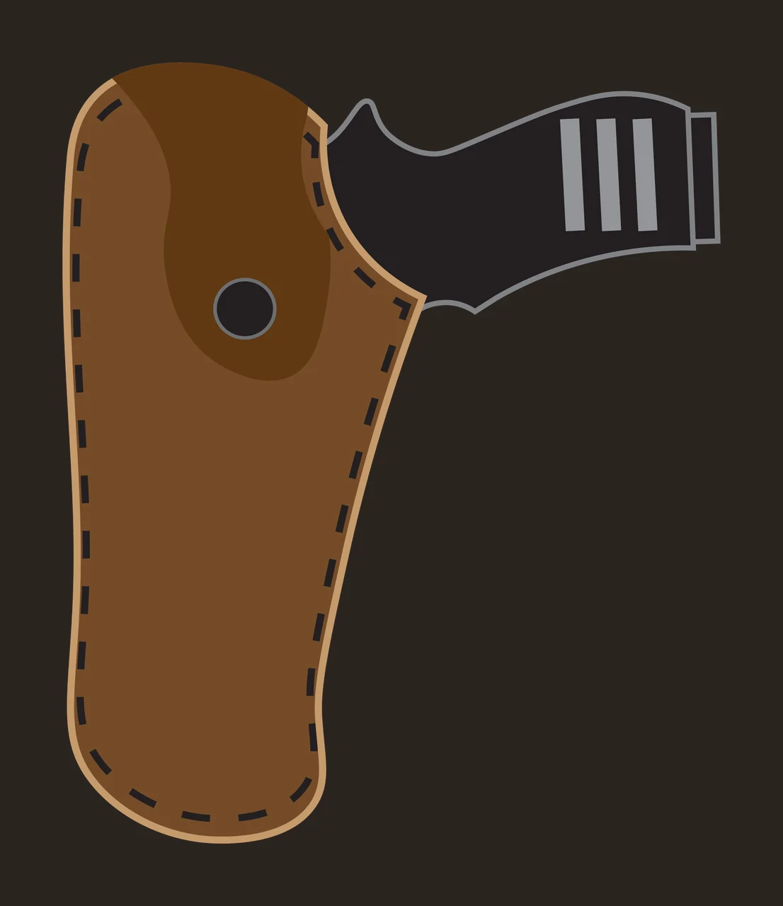 Black Silhouette Of A Handgun In Simple Holster white weapon contrast preview thumbnail