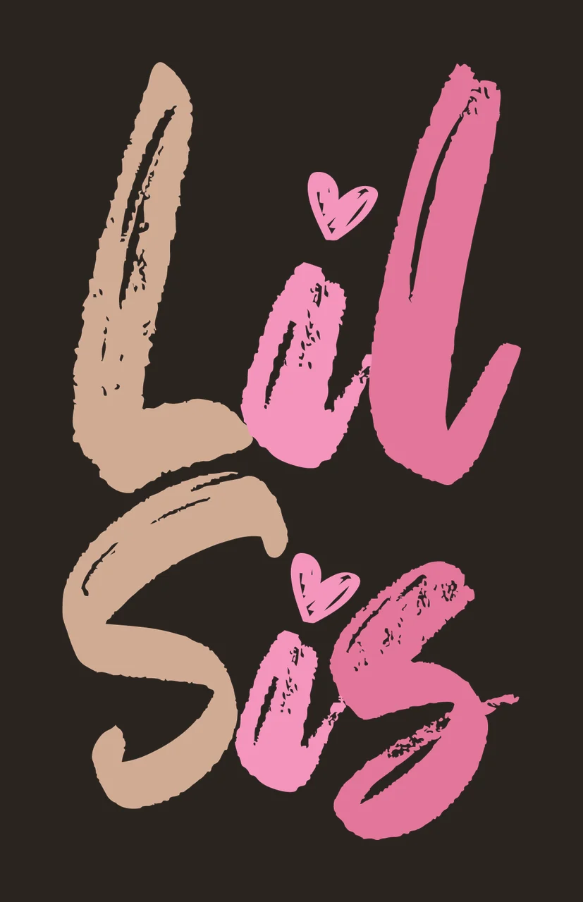 Lil Sis Brush Calligraphy Text heart stroke black white lettering contrast preview thumbnail