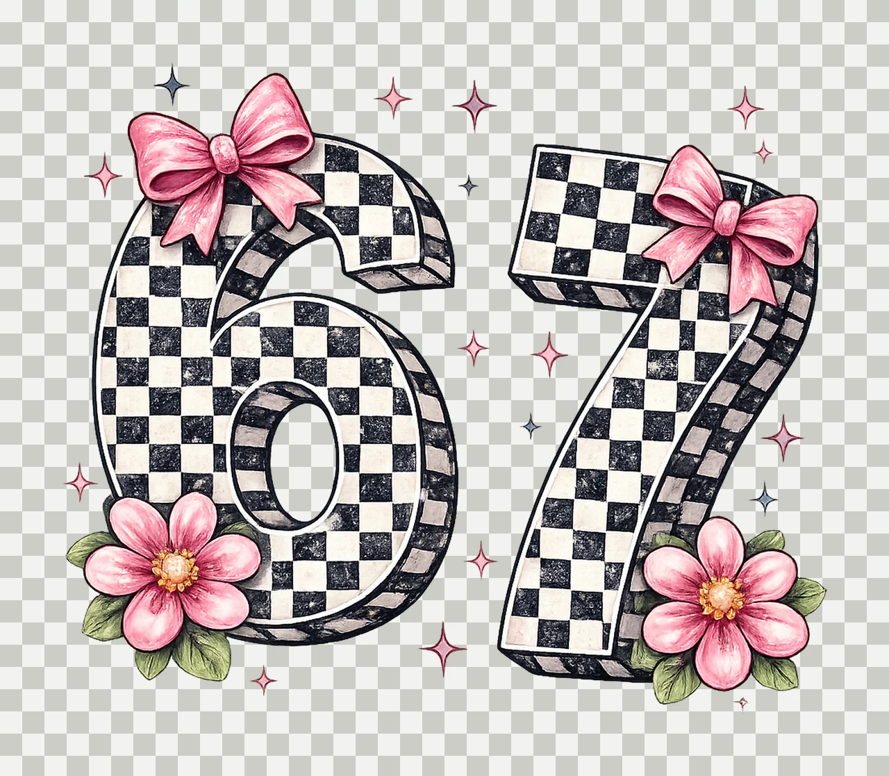 Coquette Funny Meme Girly Checkered Design Vintage transparency and detail preview thumbnail